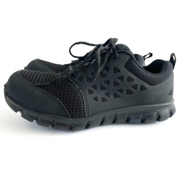 Reebok Men's Athletic Work Shoe Sz 6M Sublite Cushion Composite Toe Black RB4039 - Picture 2 of 16
